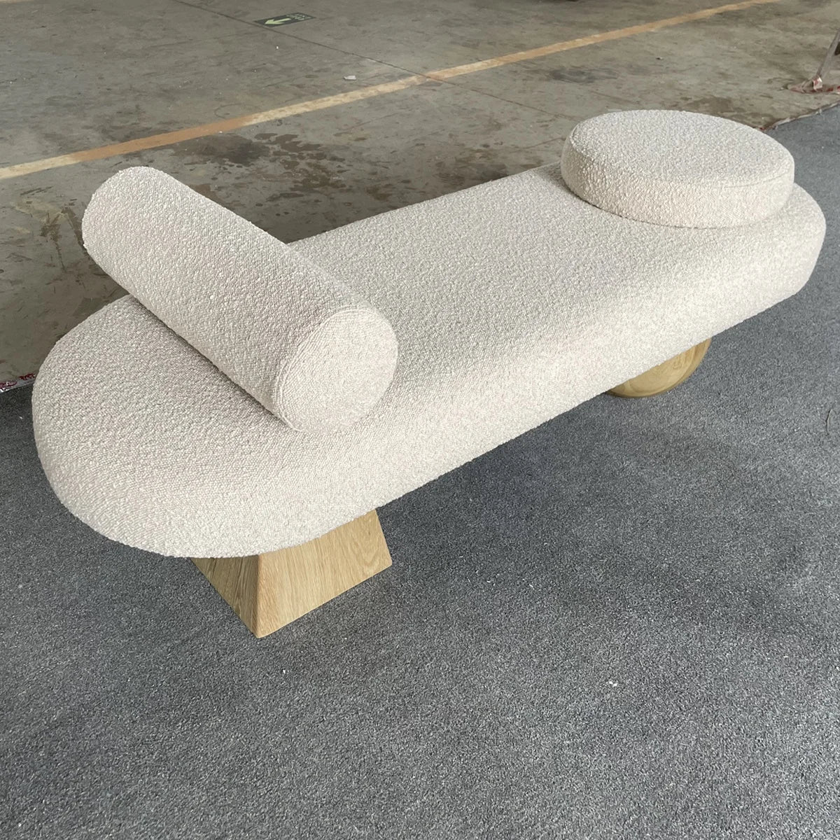 Premium Boucle Upholstered End-of-Bed Ottoman Bench with Solid Oak Frame