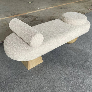 Premium Boucle Upholstered End-of-Bed Ottoman Bench with Solid Oak Frame