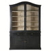 Elegant French Antique Black Oak Carved Display Cabinet Bookshelf Storage