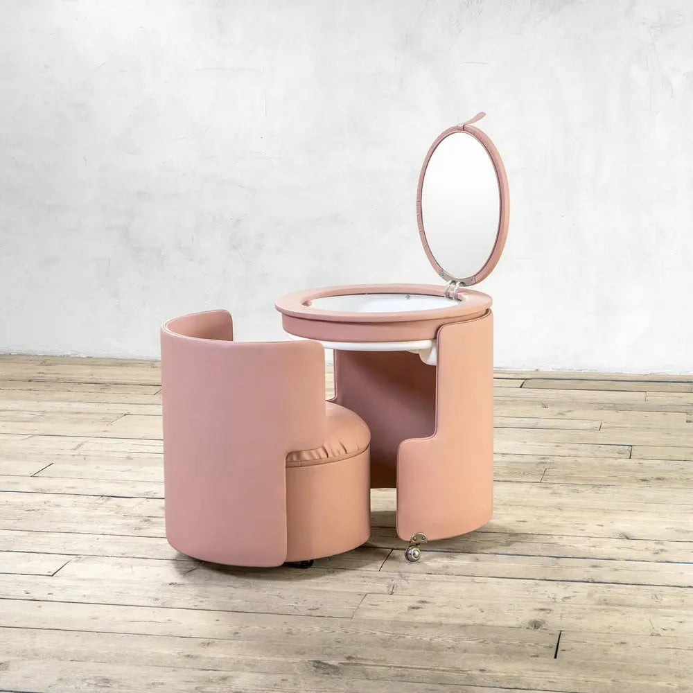 Stylish Modular Vanity Dressing Table, Mirror, Plush Stool, Convenient Storage