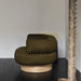 Luxurious White Fleece Swivel Accent Chair Modern Wooden Base Living Room