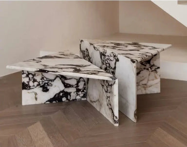 Tostone Elegant Calacatta Viola Marble Triangle Coffee Table for Modern Homes