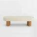 Chic Nordic White Boucle Upholstered Oak Wood Leg Ottoman Bench