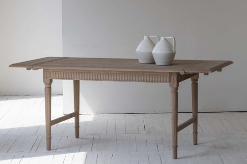 Mid-Century Modern Pine Wood Dining Table, Extendable Antique Style Furniture