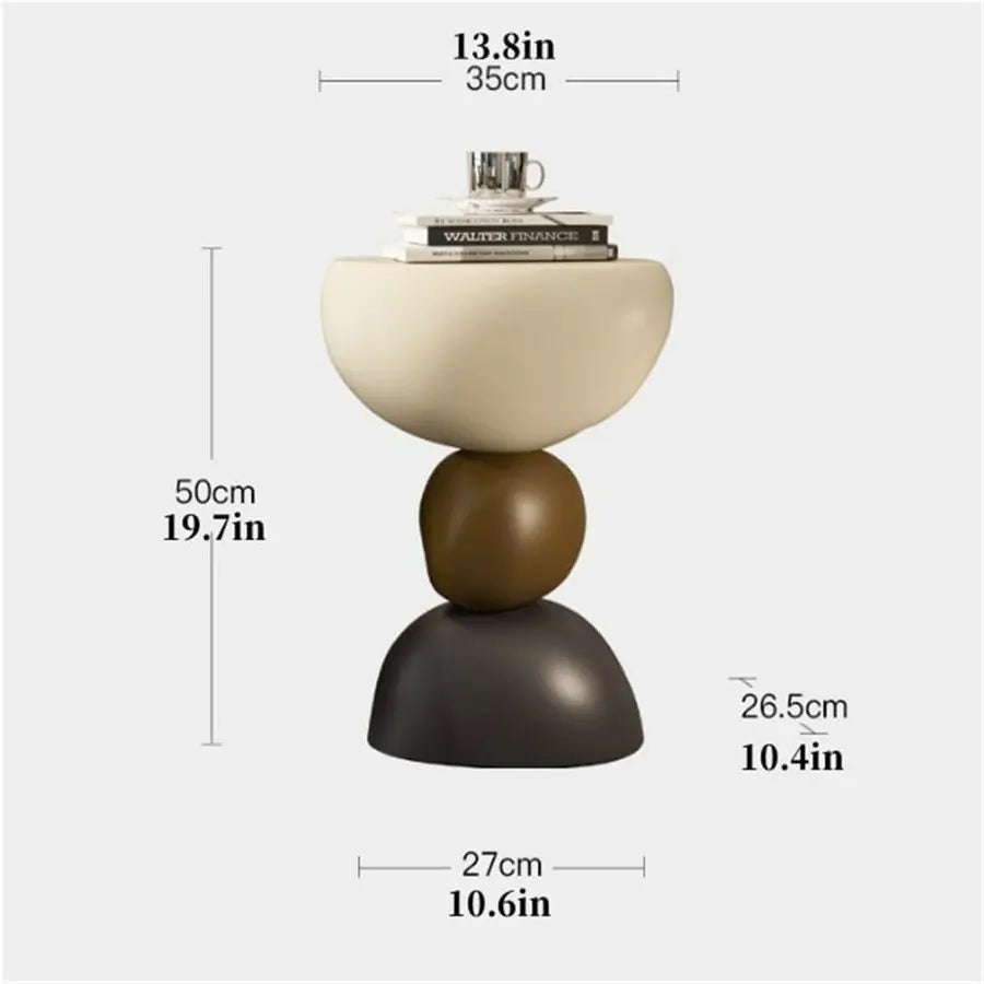 Modern Fiberglass Stack Art Side Table, Minimalist Living Room End Table