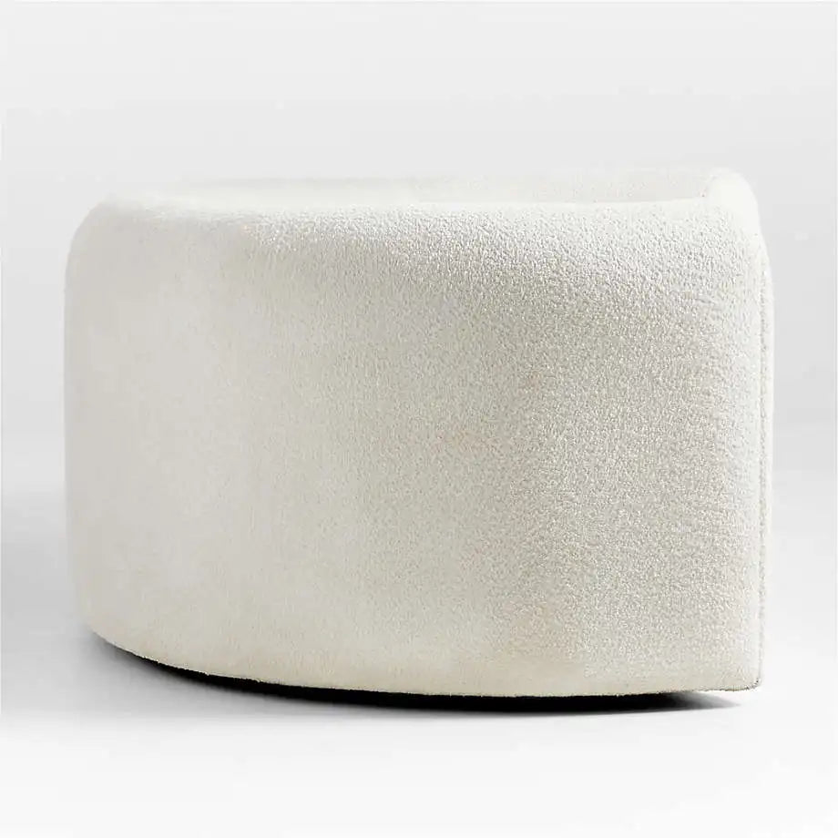 Elegant Italian Nordic Curved Boucle Sofa: Luxurious White Fabric Living Room Seating