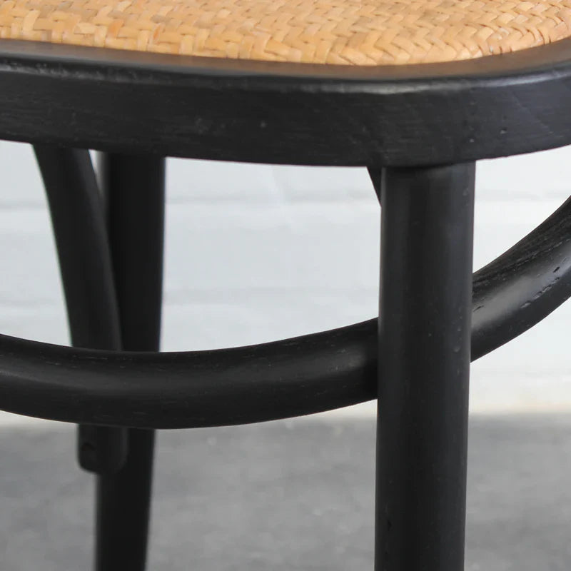 Chic Black Oak Rattan Cane Back Dining Chair for Weddings, Events, Home Decor