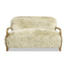 Nordic Vintage Sheepskin Loveseat Sofa, Solid Wood L-Shape Accent Couch