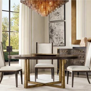 Elegant Round Forged Metal Dining Table, Marble Top, Custom Sizes Available