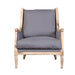 Charming French Country Linen & Solid Oak Wood Antique Accent Chair