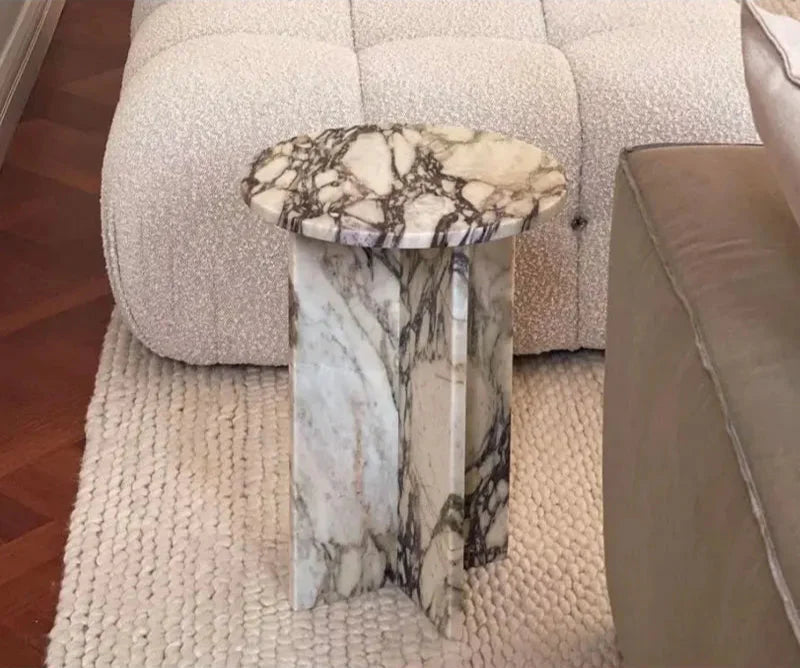 Tostone Elegant Round Marble Side Table for Living Room Decor