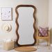 Elegant Waved Solid Wood Full Body Floor Mirror for Living Room Space
