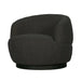 Black Boucle Swivel Armchair: Modern Metal Leg Rotation Lounge Chair