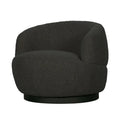 Black Boucle Swivel Armchair: Modern Metal Leg Rotation Lounge Chair
