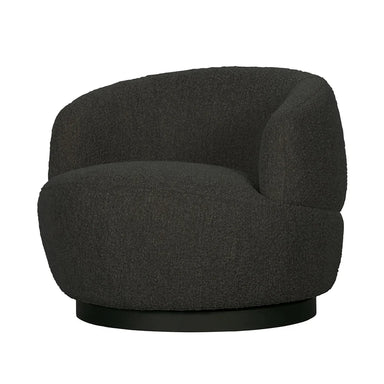 Black Boucle Swivel Armchair: Modern Metal Leg Rotation Lounge Chair
