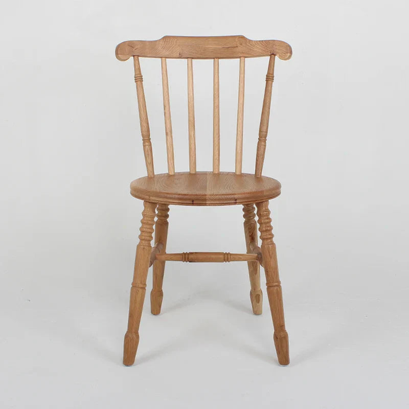 Charming Antique Oak Farmhouse Dining Chair - Slat Back Spindle Cottage Style