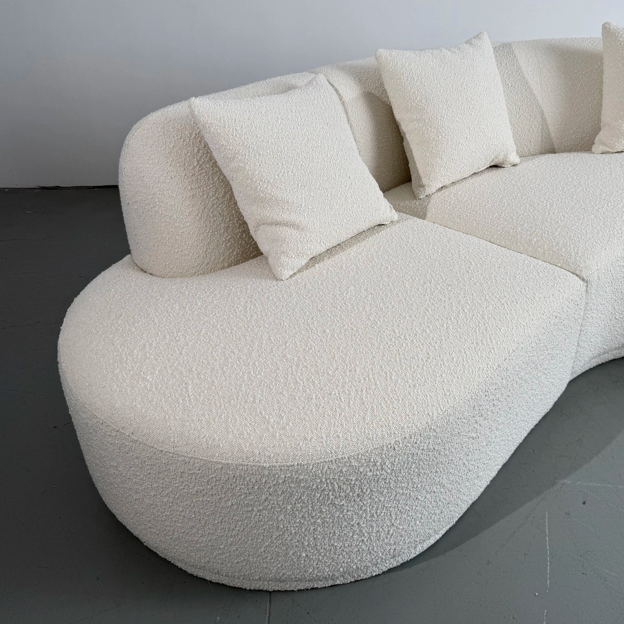 Luxurious White Boucle Upholstered L-Shape Sectional Sofa Chaise for Modern Living