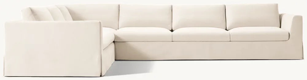 Modern Luxury Solid Wood Modular L-Shape Sofa - Woven Fabric, Comfortable Living Room