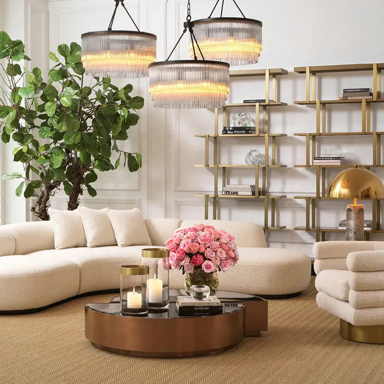 Luxurious Italian White Boucle Curved 6-Seat Living Room Sofa Set