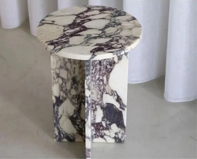Tostone Elegant Round Marble Side Table for Living Room Decor