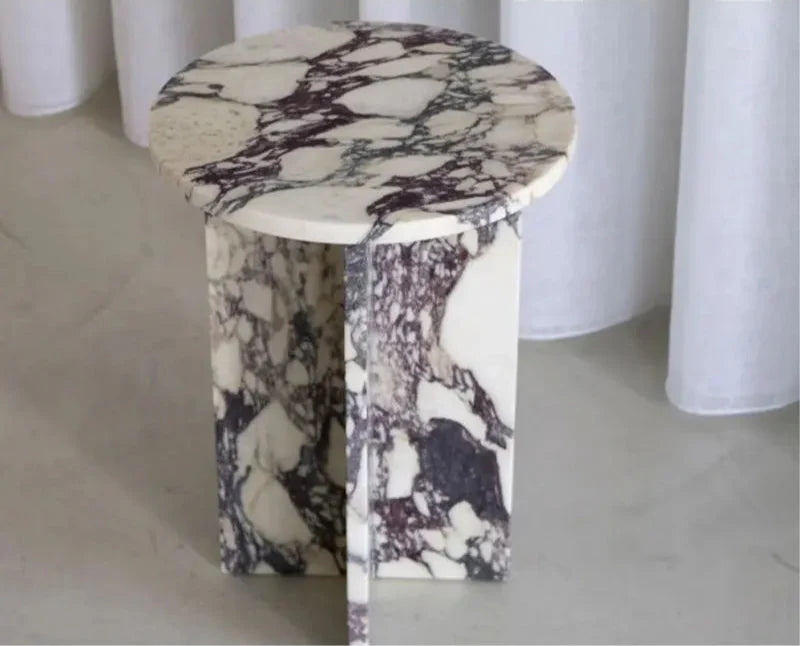 Tostone Elegant Round Marble Side Table for Living Room Decor