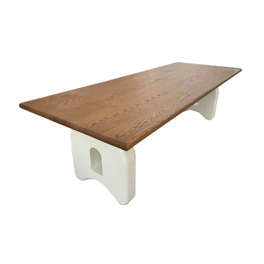 Elegant French Cream Sculptural Solid Oak & Birch Dining Table