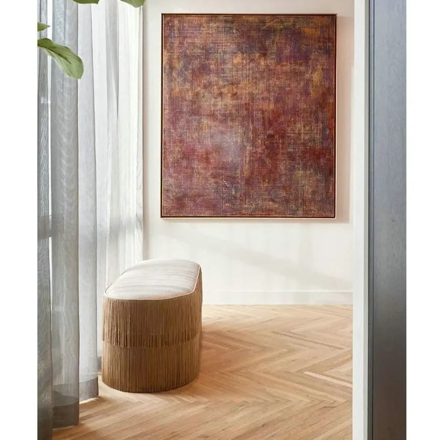 Luxury Fringed Suede Ottoman Bench - Velvet Fabric Shoe Stool Hall