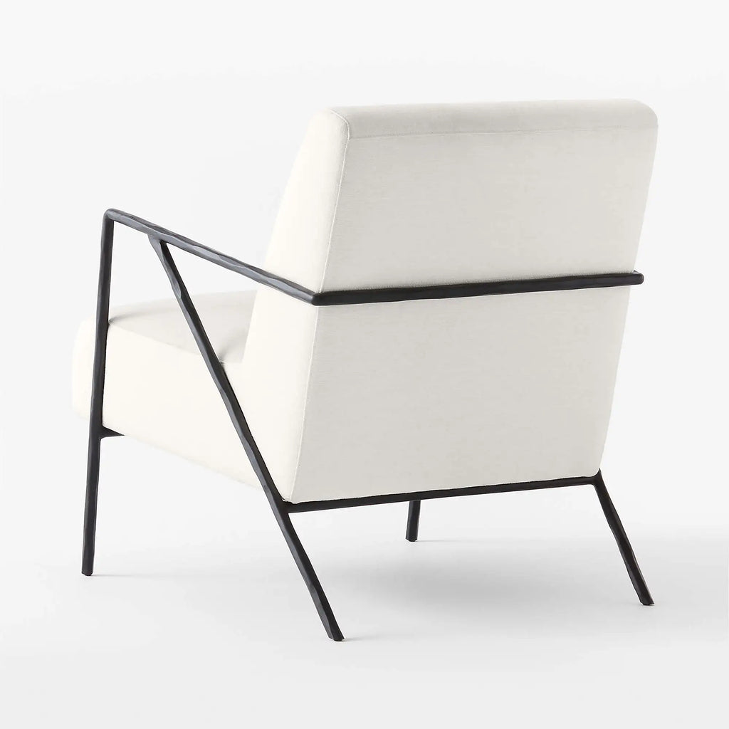 Modern White Occasional Chair Forged Metal Frame Living Room Accent