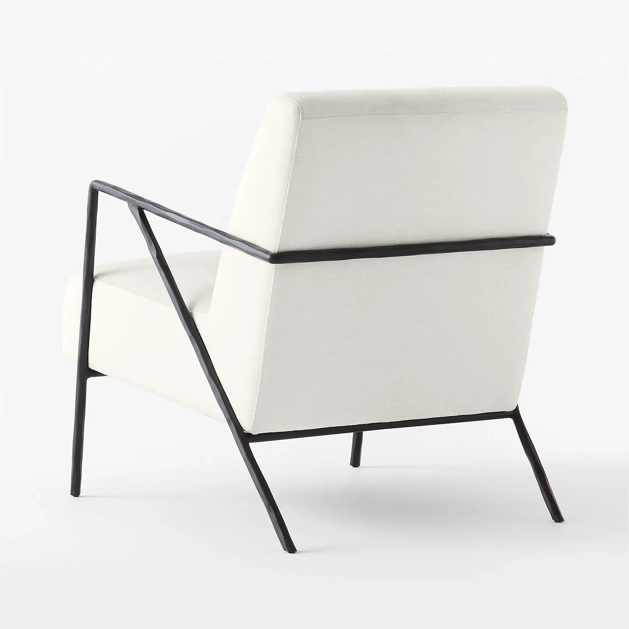 Modern White Occasional Chair Forged Metal Frame Living Room Accent