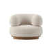 Cozy Nordic Boucle Armchair & Ottoman Set - White Fabric, Oak Base