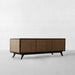 Luxurious Solid Oak Wood Rattan Chesterfield Fabric Sofa Three-Seater