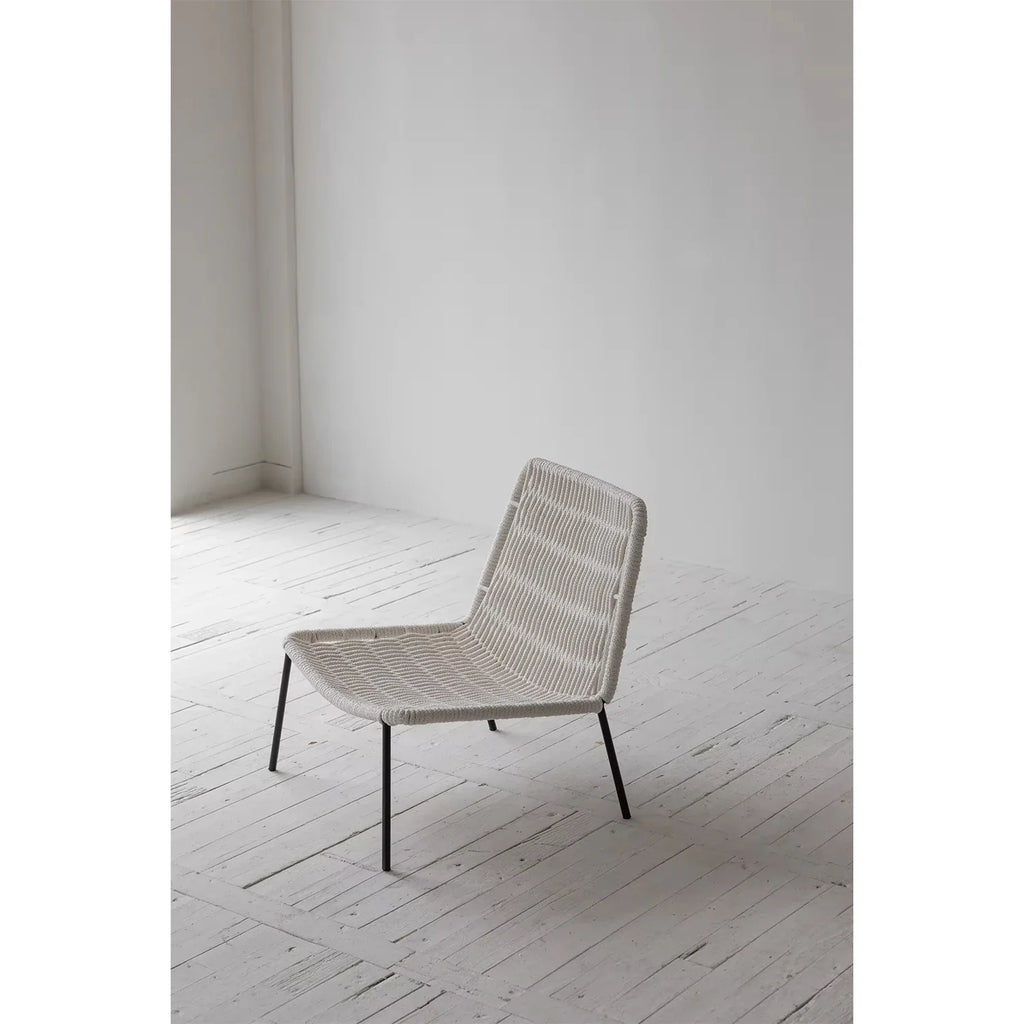 Coastal Wabi-sabi Rope Lounge Chair: Minimalist Retro Living Room Furniture