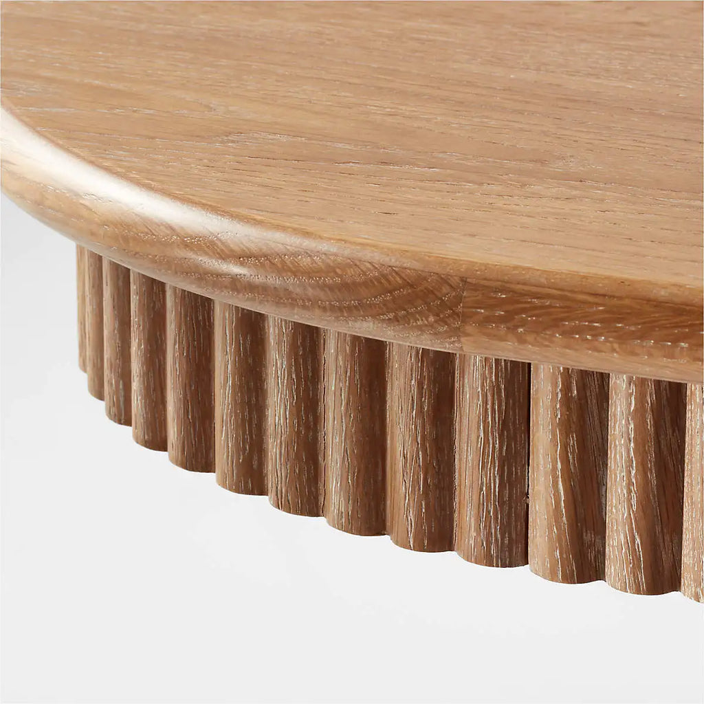 Elegant French Vintage 90-inch Cerused Oak Dining Table with Fluted Apron