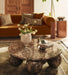 Vintage Earthy Brown Natural Marble Ball Base Round Coffee Table
