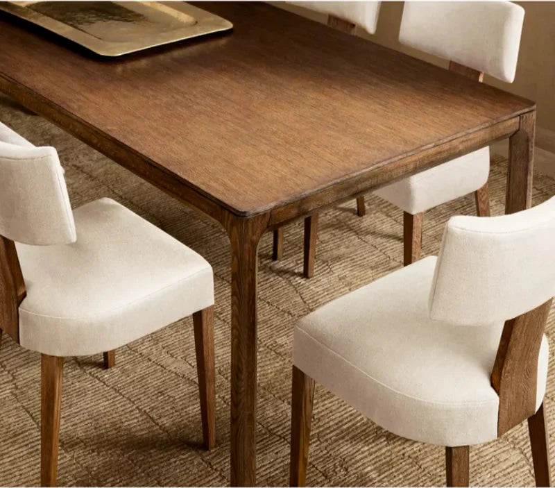 Elegant American Modern Solid Oak Dining Table, Customizable Sizes, Restaurant & Home