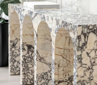 Elegant Arch Design Calacatta Viola Marble Console Table for Modern Living Rooms