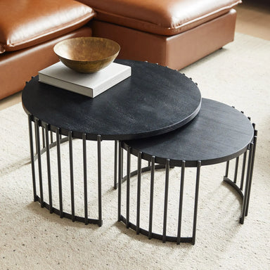 Elegant Natural Wood Nesting Coffee Table Set for Living Room Decor