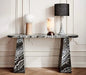 Elegant Natural Red Marble Oval Console Table, Durable Stone Furniture for Entryway