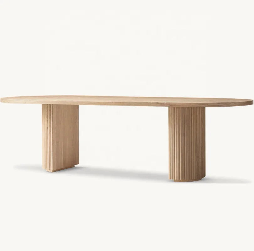 Customizable Vintage Solid Oak Wood Dining Table for Restaurants, Hotels, Villas
