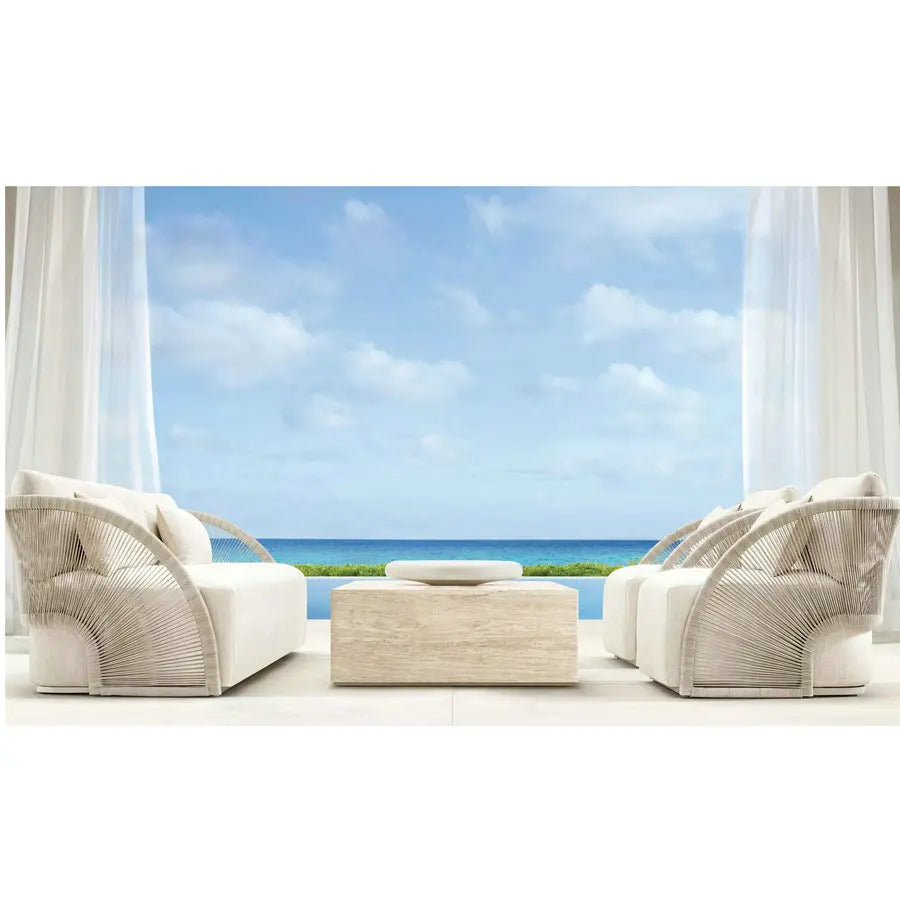 Luxury Modern Aluminum L-Shape Outdoor Sectional Sofa Set with Waterproof Rattan
