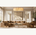 Modern Luxury Solid Wood Modular L-Shape Sofa - Woven Fabric, Comfortable Living Room