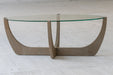 Elegant Oak Japandi Wabi-Sabi Coffee Table with Tempered Glass Top