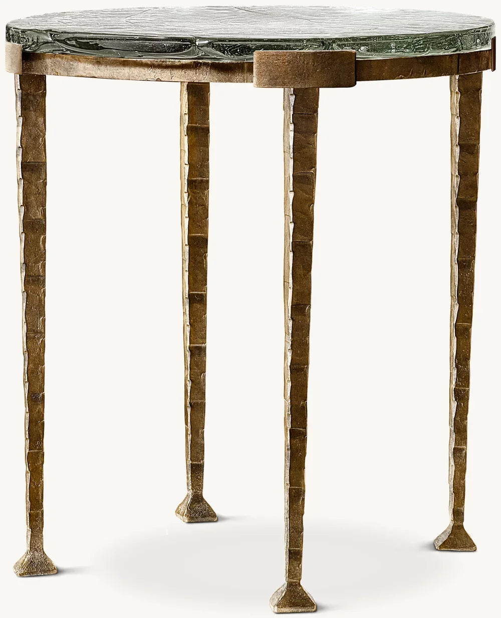 Modern Round Living Room Side Table, Handcrafted Steel Frame, Luxury Glass Top