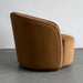 Modern Brown Velvet Swivel Barrel Chair with Curved Back Design