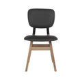 Industrial Modern Black Leather Dining Chair, Natural Oak Legs, Versatile Home Office