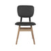 Industrial Modern Black Leather Dining Chair, Natural Oak Legs, Versatile Home Office