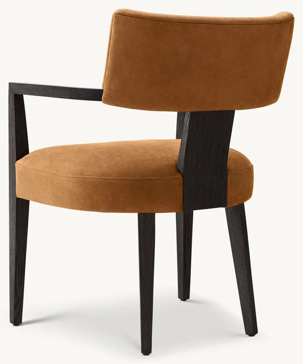 Modern Luxury Customizable Wood Dining Armchair with Oak Veneers