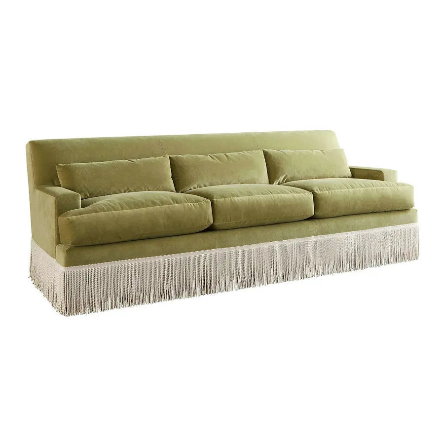 Elegant L-Shaped Velvet Sectional Sofa with Chic Fringes, Plush Comfort Couch