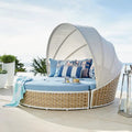 Premium Commercial Grade Rattan Outdoor Daybed with Retractable Weather Canopy