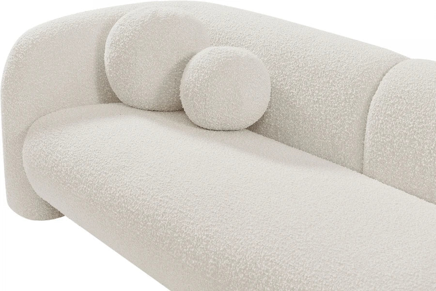 Elegant Boucle Fabric Modern Wooden Sofa – Luxury Carved Living Room Seating
